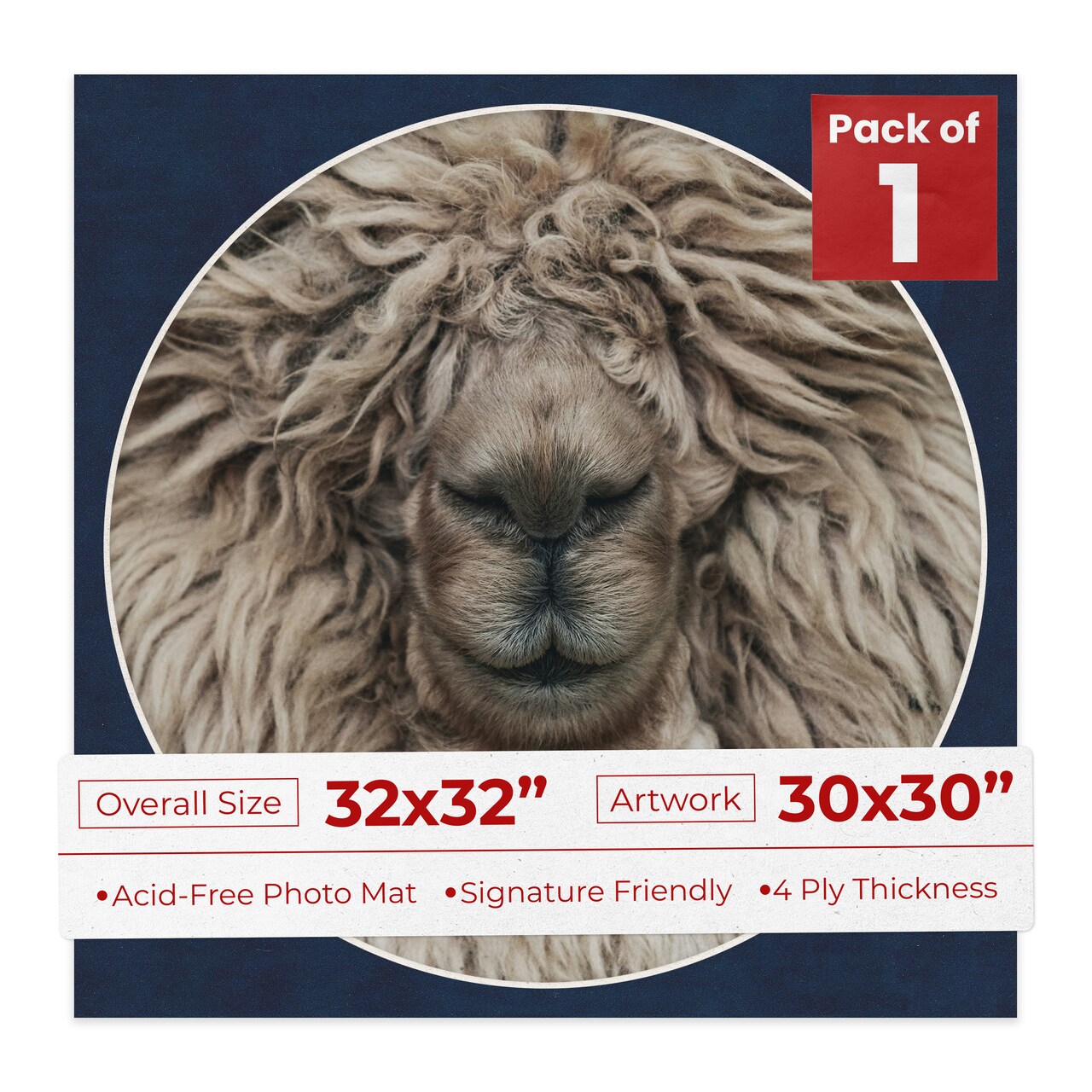 Navy Suede Mat Board for 32x32 Frames - Circle Opening for 30x30 Photos